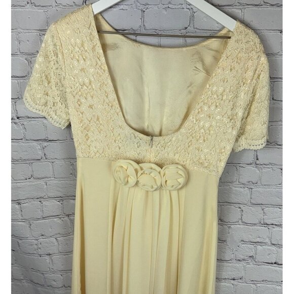 Vintage LANZ OF SALZBURG Women’s Size 6 Yellow Short Sleeve Lace Ball Gown Dress - Picture 6 of 7